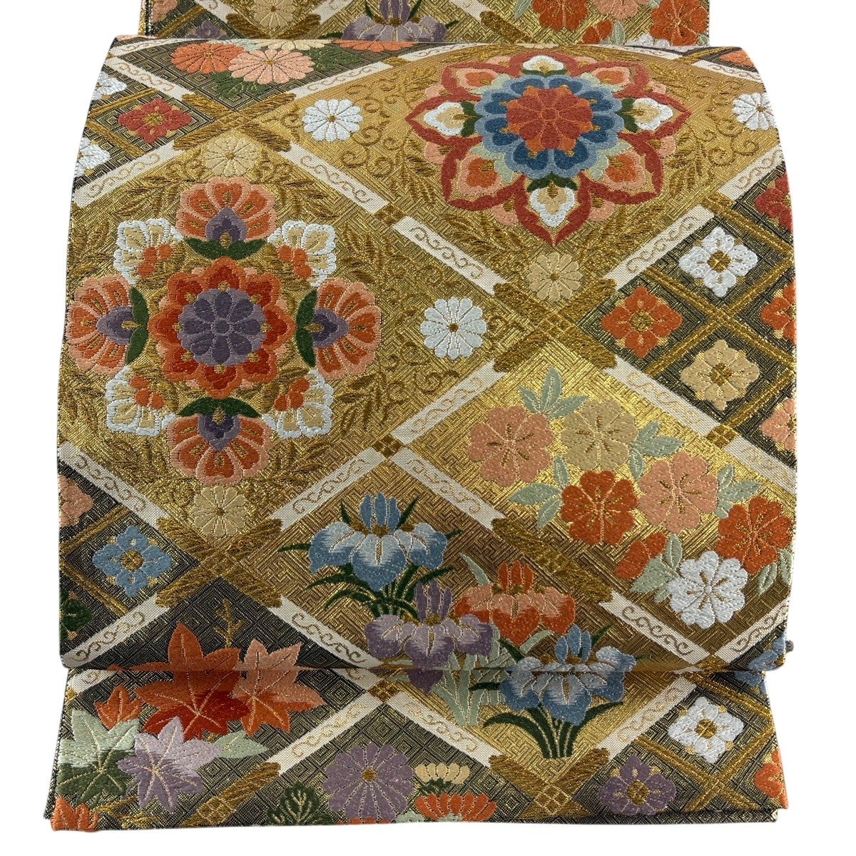 美品】 袋帯 秀品 加賀藩大名行列 箔 金糸 金色 六通 正絹｜中古・古着