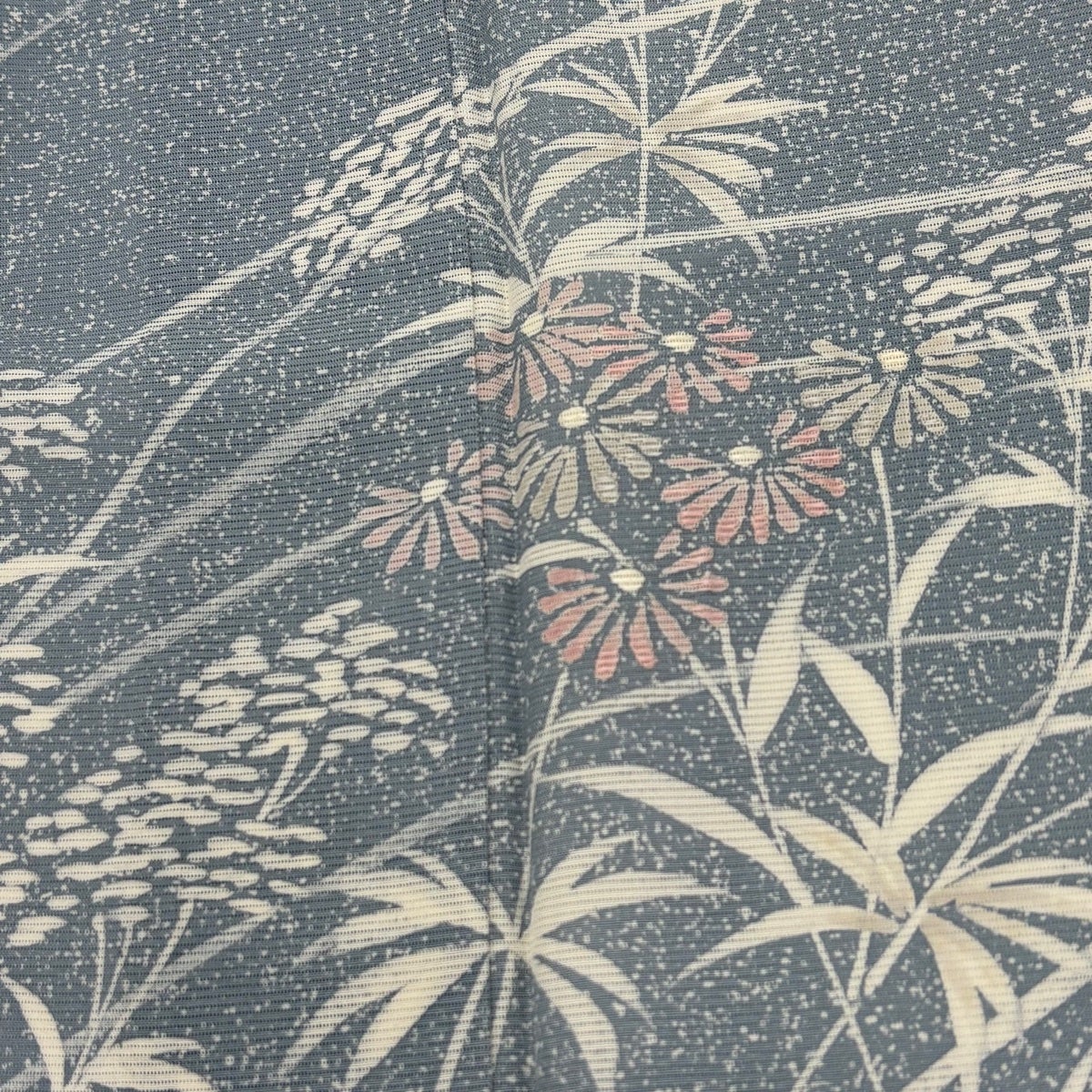 美品】 付下げ 身丈151.5cm 裄丈63cm S 薄物 絽 秋草 流水 刺繍 青灰色