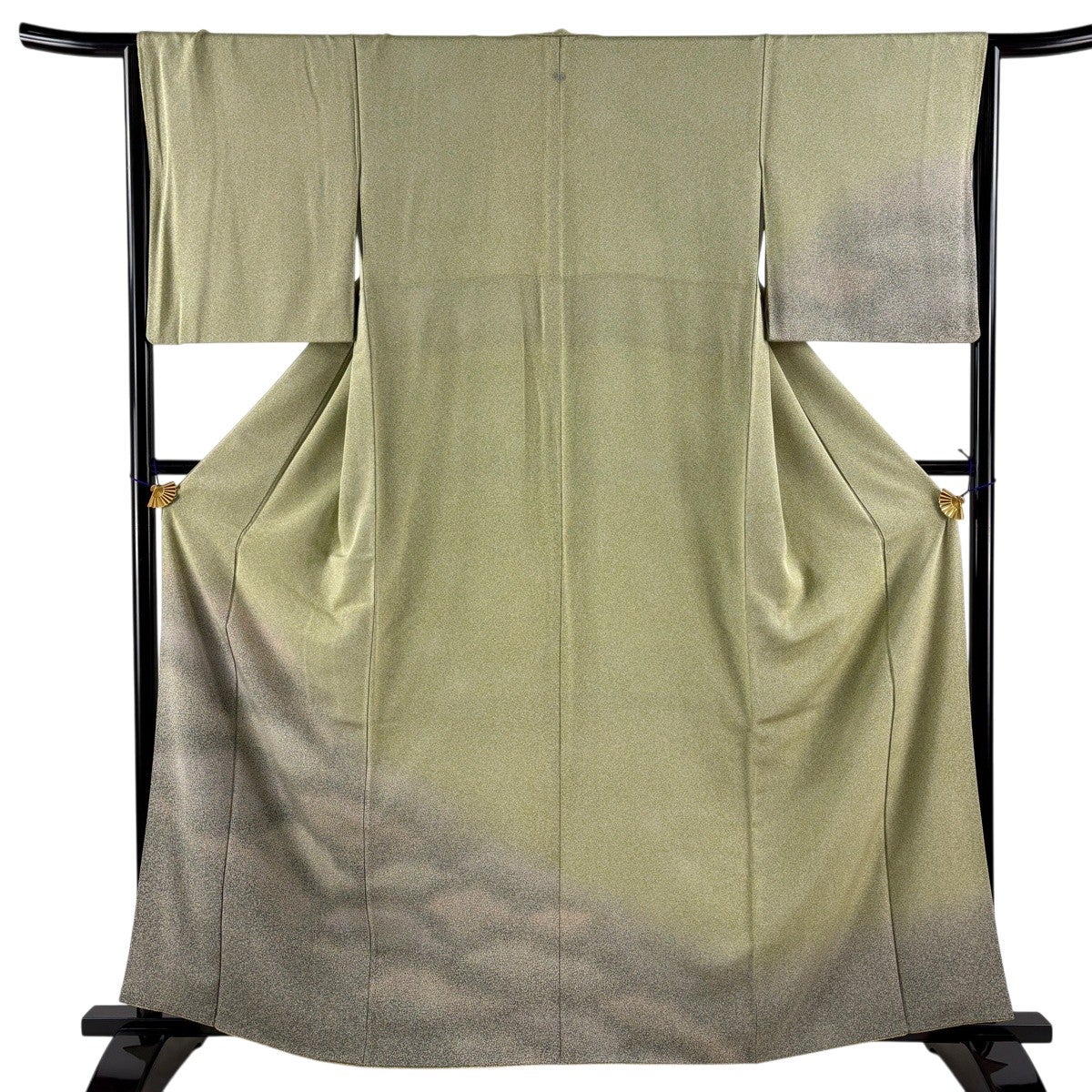 美品】 付下げ 身丈162cm 裄丈65cm M 袷 霞 ぼかし 薄緑 正絹 秀品 一
