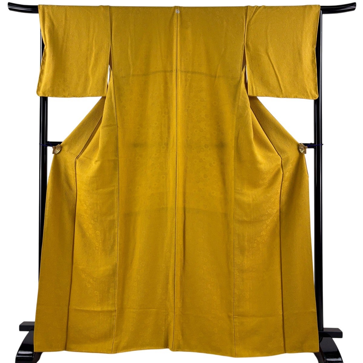 美品】 色無地 身丈167.5cm 裄丈68cm L 袷 地紋 山吹色 正絹 秀品 一つ