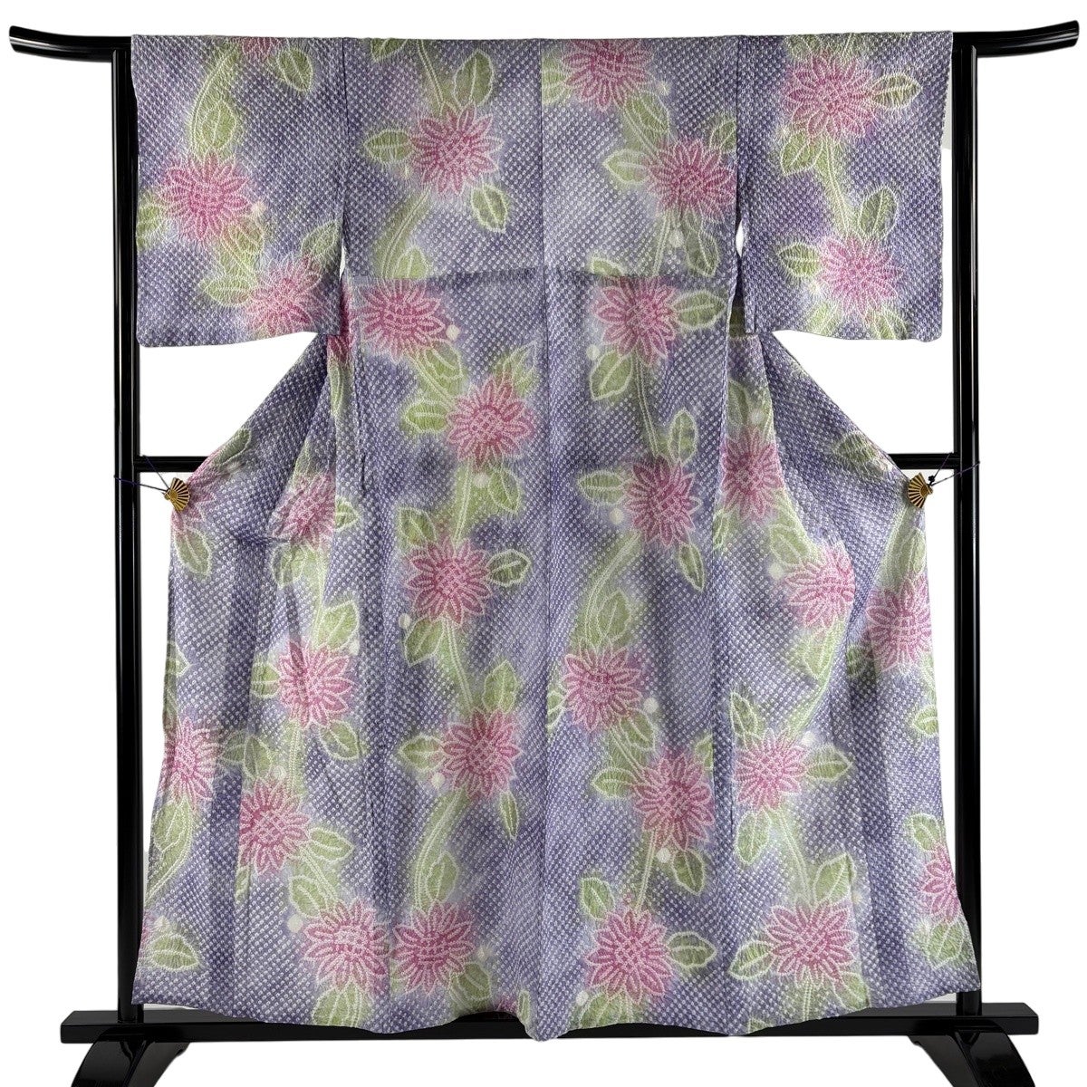 美品】 浴衣 身丈153.5cm 裄丈63cm S 絞り浴衣 やまと ひまわり 薄紫