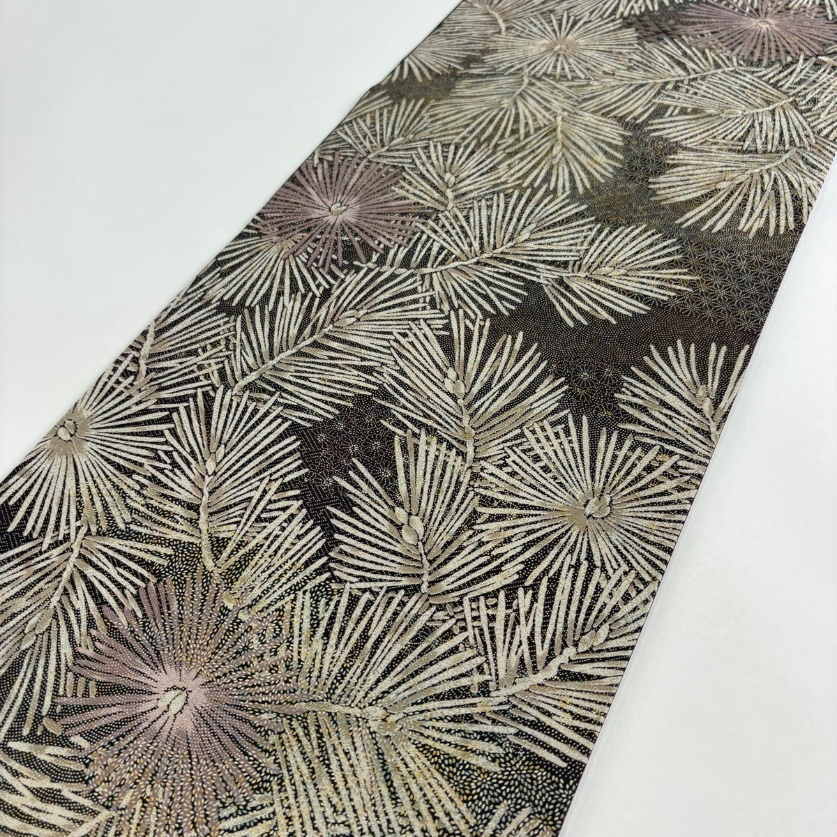 美品】 袋帯 名品 若松 鮫 金銀彩 茶色 全通 正絹｜中古・古着