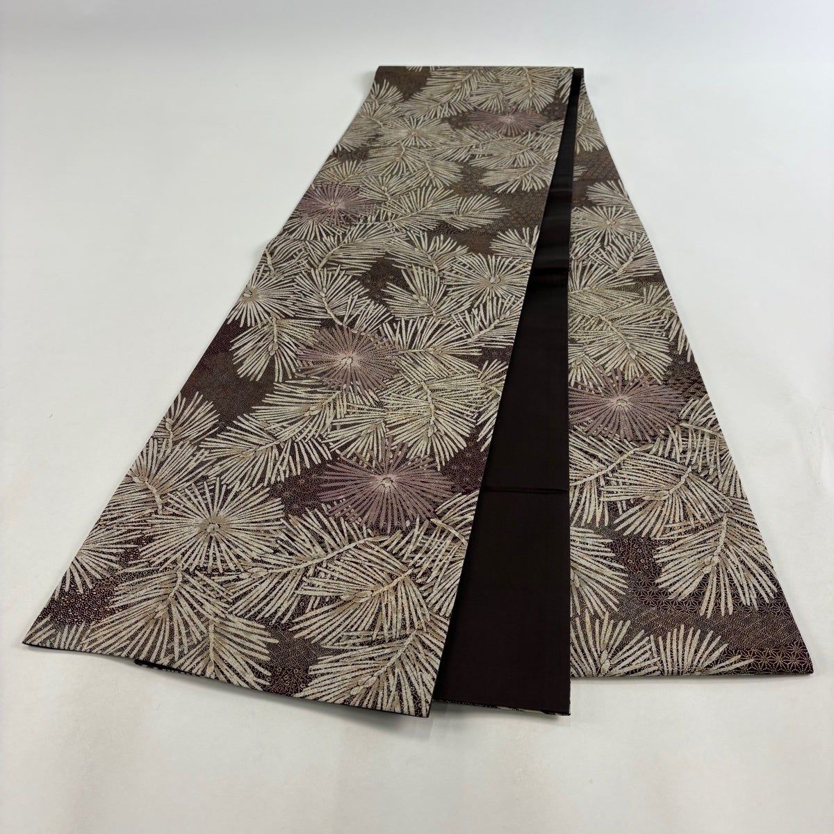 美品】 袋帯 名品 若松 鮫 金銀彩 茶色 全通 正絹｜中古・古着