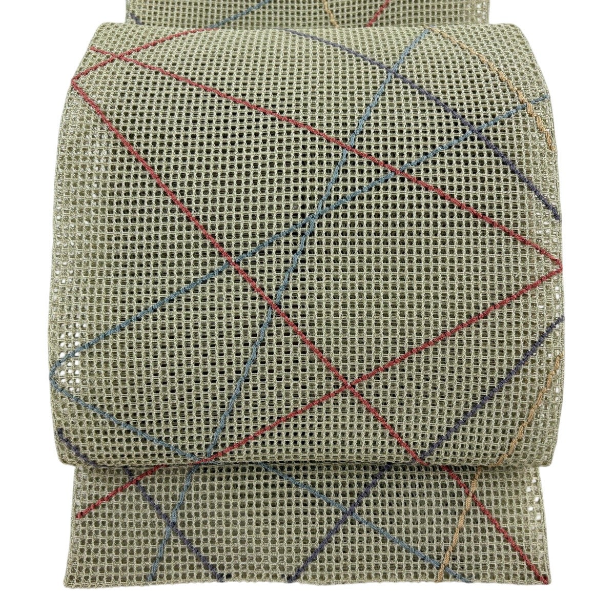美品】 名古屋帯 秀品 夏帯 羅織 トンネル仕立て 八寸名古屋帯 幾何学