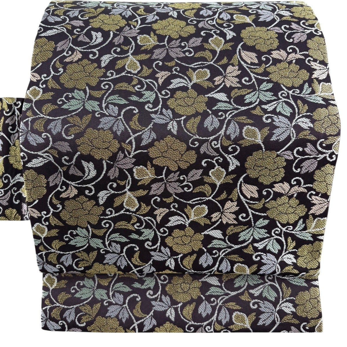 美品】 名古屋帯 名品 花唐草 金糸 茶紫 正絹｜中古・古着・リサイクル