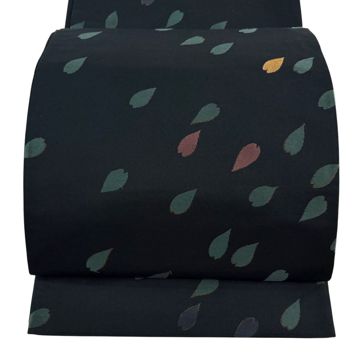 美品 辻村ジュザブロー袋帯 美品】 袋帯 逸品 辻村ジュサブロー 落款あり 花びら 箔 黒灰 六通