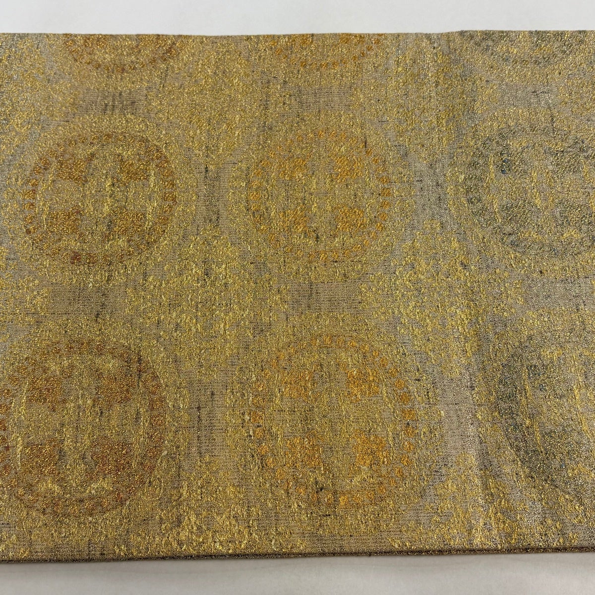 美品】 袋帯 逸品 桝屋高尾 落款あり ねん金綴錦 狩猟文 幾何学 箔