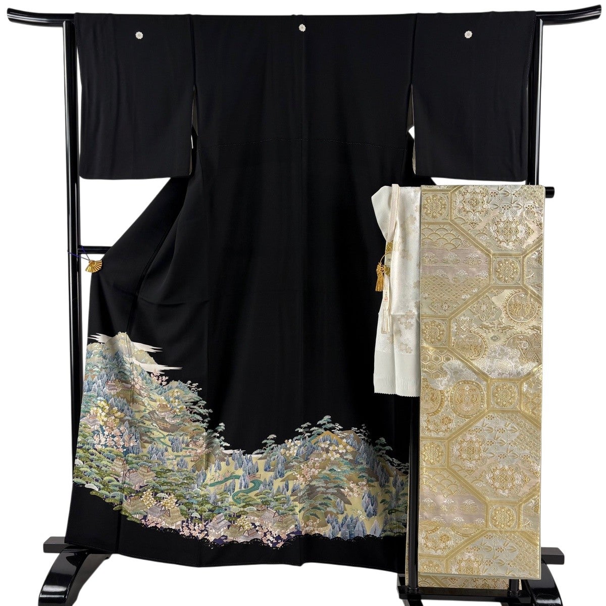 美品】 黒留袖 身丈160.5cm 裄丈64cm M 袷 袋帯フルセット 落款あり