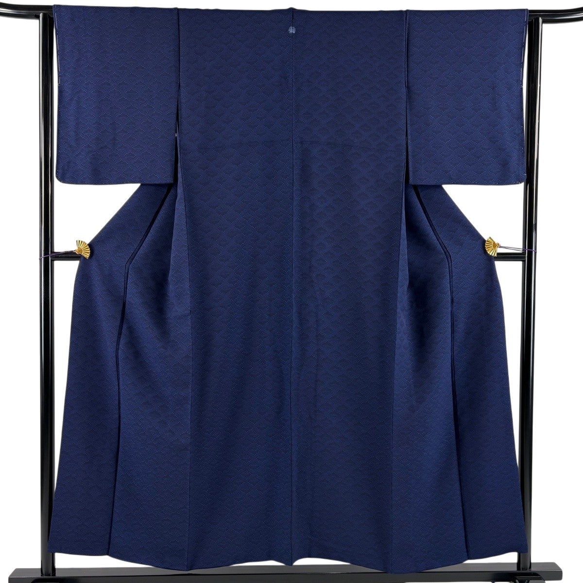 美品】 小紋 身丈153cm 裄丈63cm S 袷 菱 紺色 正絹 名品 一つ紋｜中古
