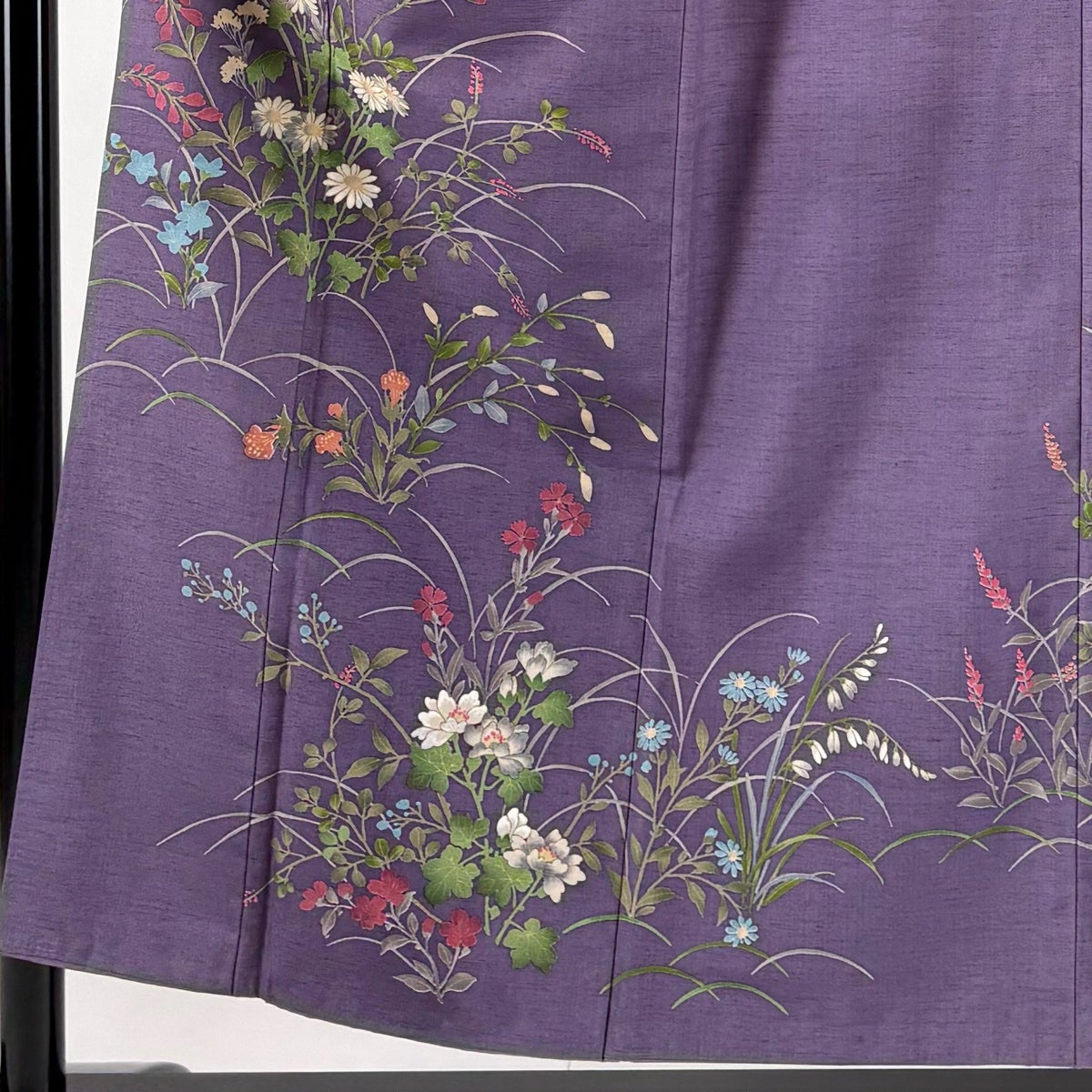 美品】 訪問着 身丈153cm 裄丈62.5cm S 袷 小糸敏 紬地 落款あり 秋草
