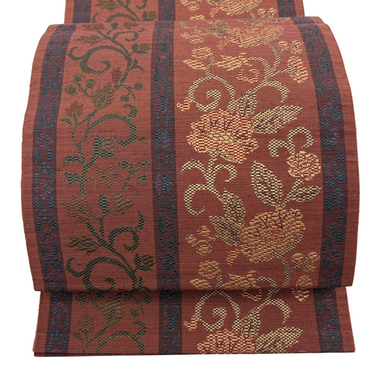 名古屋帯 優品 八寸名古屋帯 松葉仕立て 蜀江文 花唐草 金銀糸 綴れ