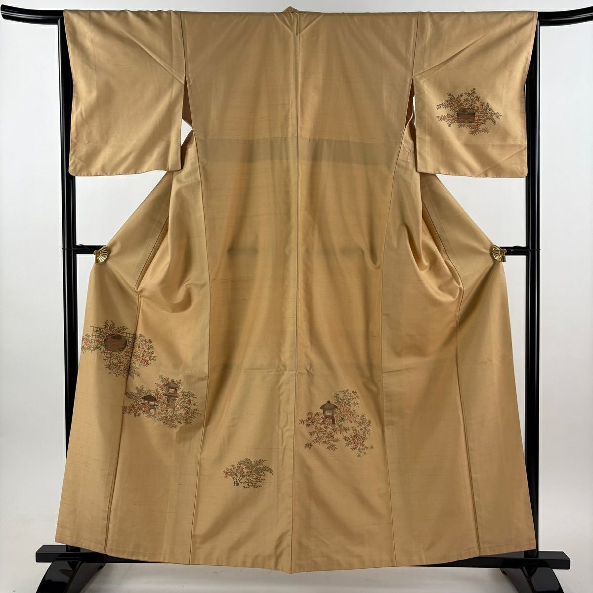 美品】 付下げ 身丈155cm 裄丈65.5cm M 袷 落款あり 幾何学 染め分け