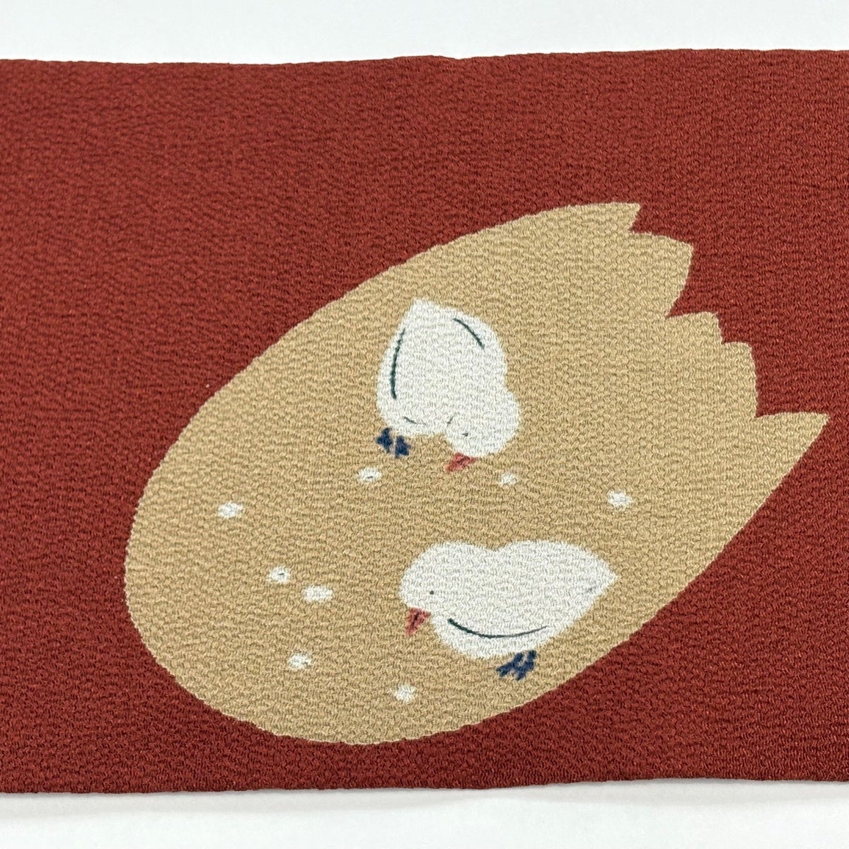 美品】 名古屋帯 秀品 ひよこ 縮緬 赤茶 正絹｜中古・古着・リサイクル