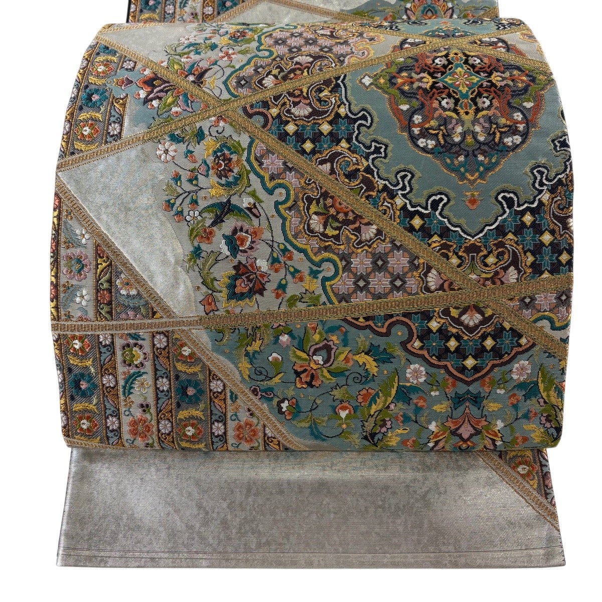 袋帯 秀品 雪輪 草花 金糸 箔 銀色 六通 正絹｜中古・古着・リサイクル