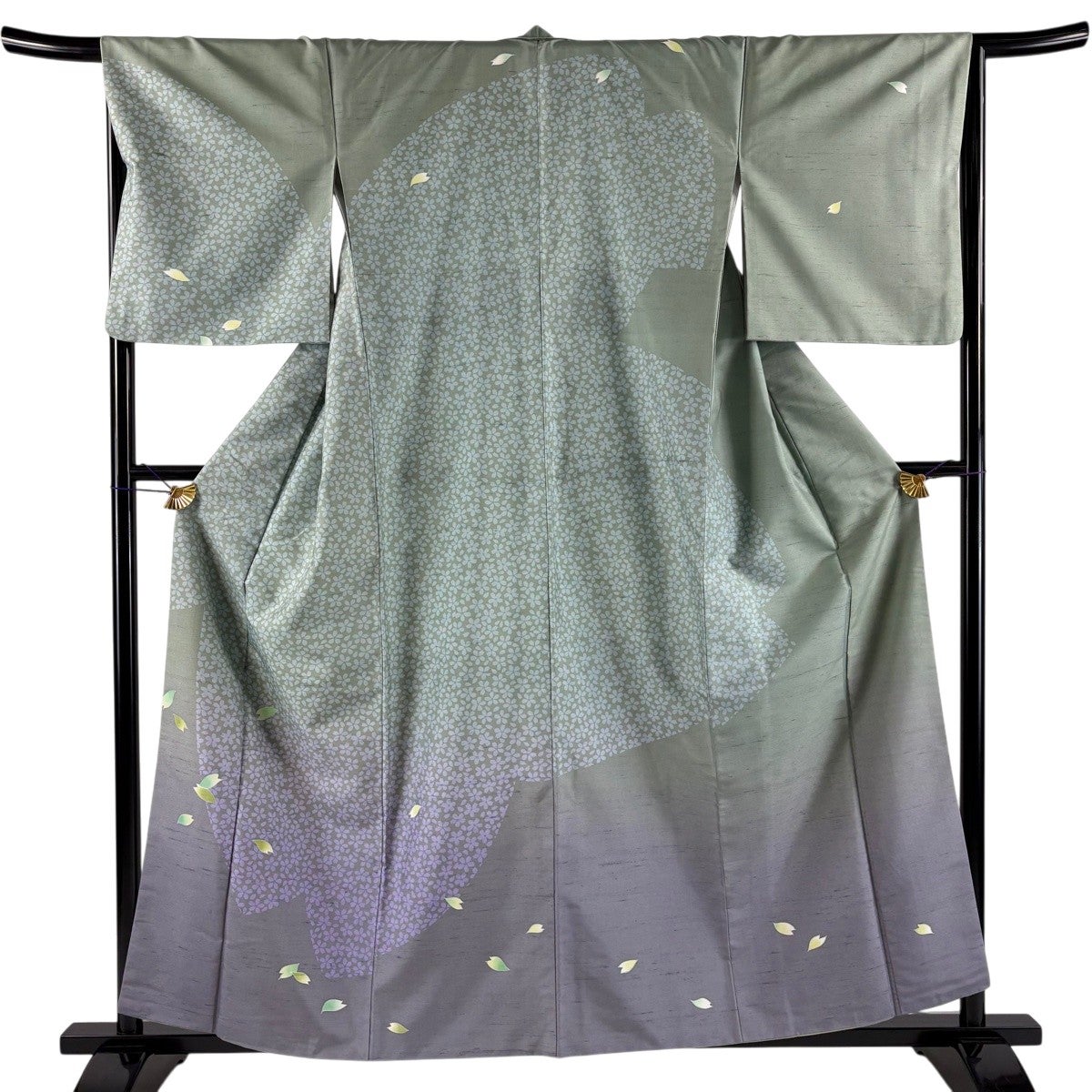 美品】 訪問着 身丈158.5cm 裄丈67cm M 袷 紬地 桜 花びら 染め分け