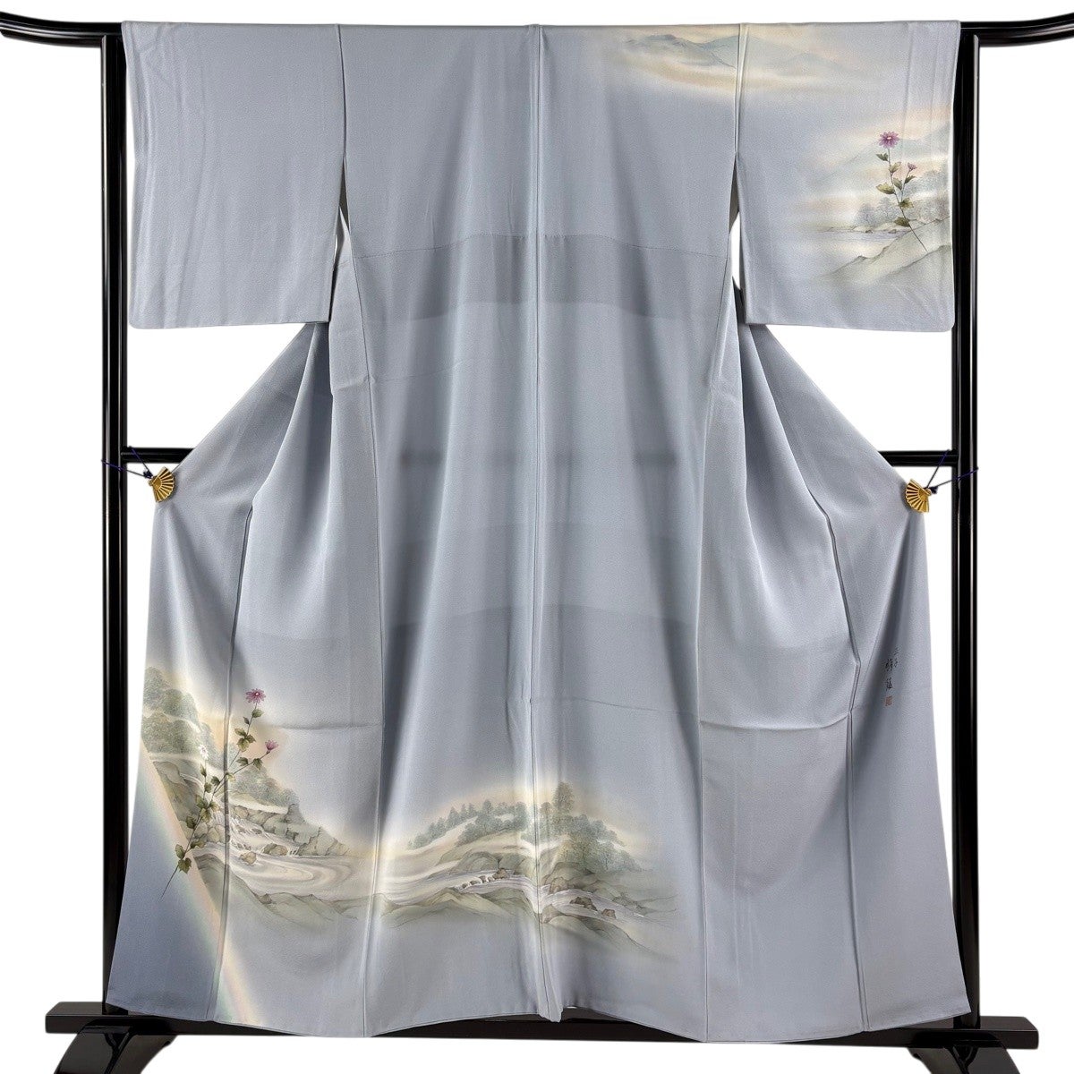 訪問着 身丈156cm 裄丈61.5cm S 正絹 逸品 【中古】 訪問着 身丈156cm 裄丈65.5cm M 袷 田村哲彦 落款あり 宝尽くし 松竹梅