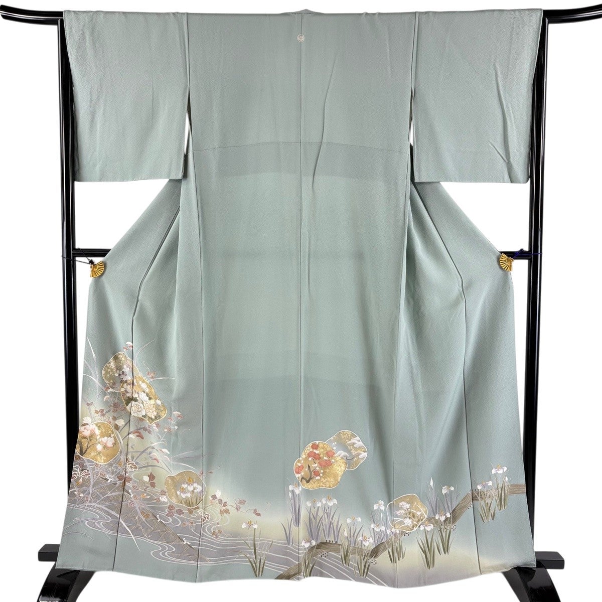 色留袖 身丈160cm 裄丈61.5cm S 袷 花丸文 波 金糸 金彩 ピンク