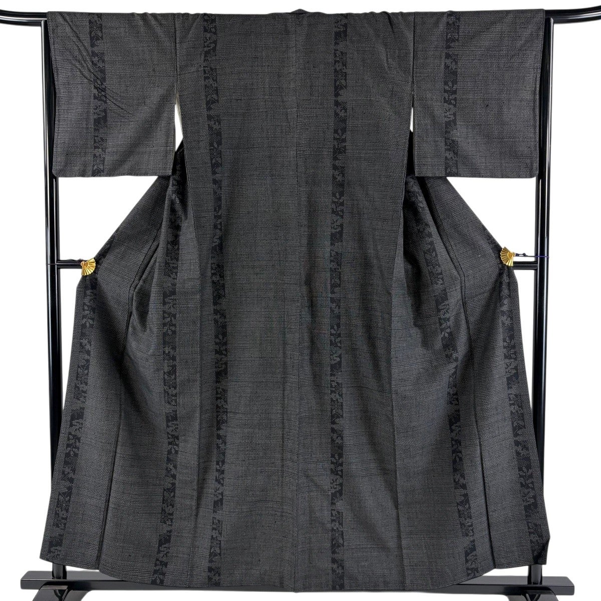 反物 秀品 紬 縞 茶緑色 正絹｜中古・古着・リサイクル着物通販