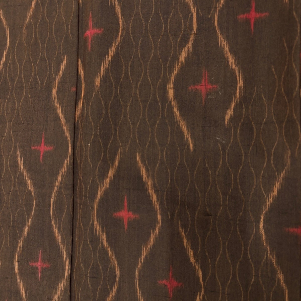 美品】 紬 身丈158cm 裄丈64.5cm M 単衣 やまと 立涌 十字絣 茶色 正絹