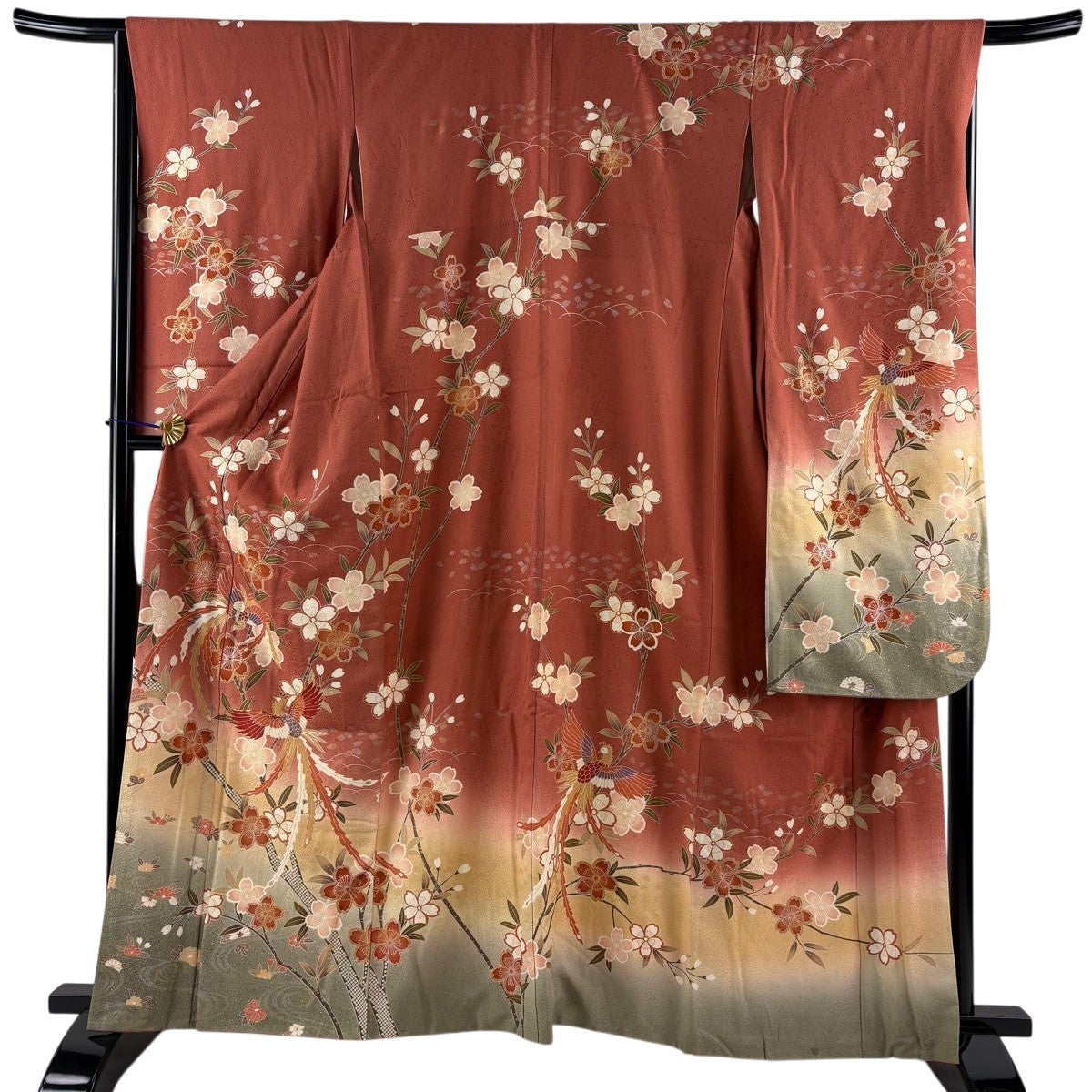 美品】 振袖 身丈160.5cm 裄丈66cm M 袷 鈴乃屋 向かい鳥 桜 金糸 金銀