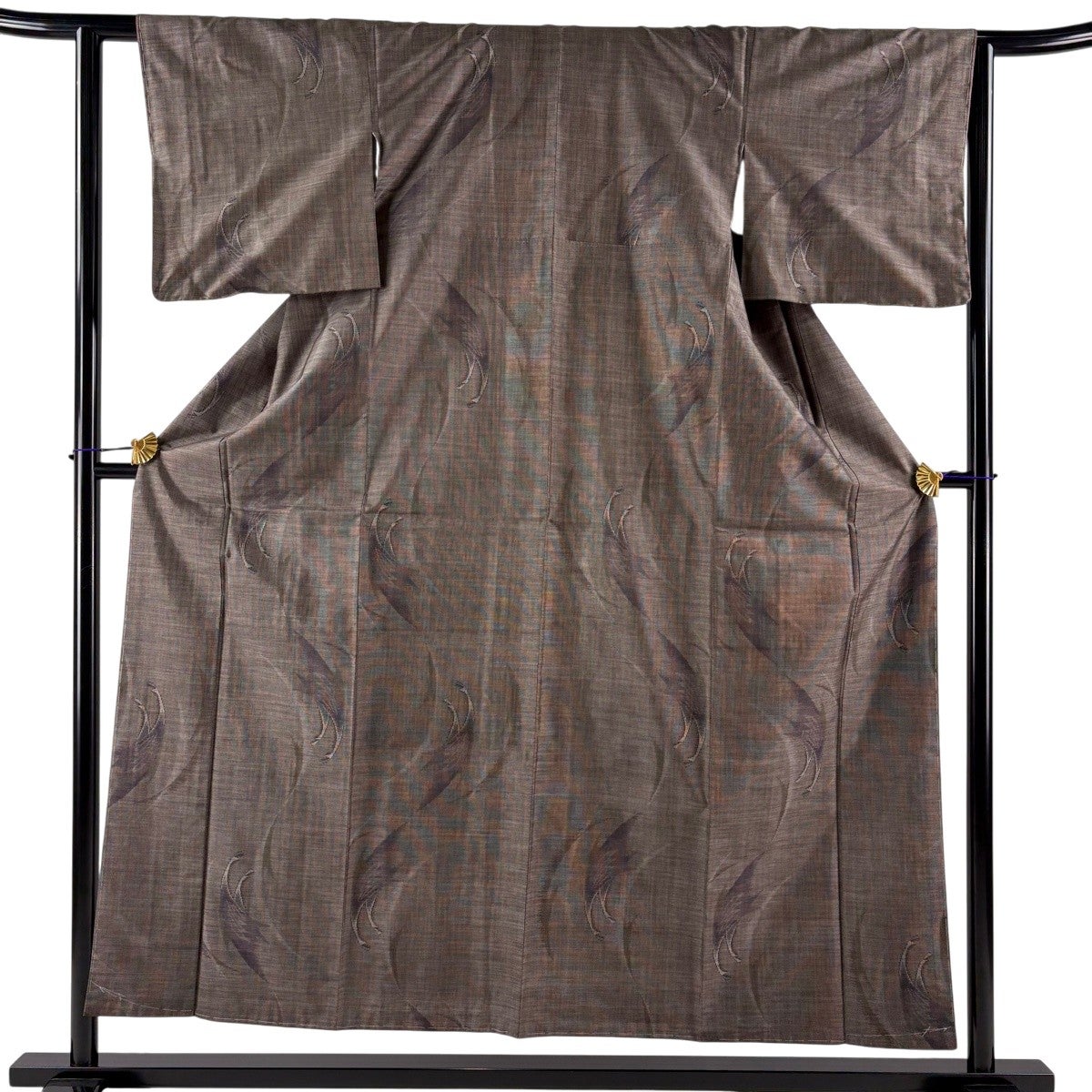 美品】 大島紬 身丈155.5cm 裄丈61.5cm S 袷 鳥 純泥染 焦茶色 正絹 秀