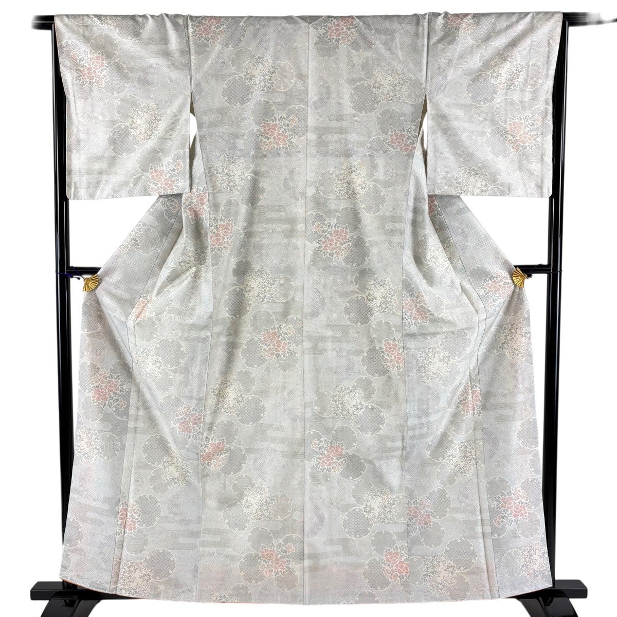 紬 身丈161cm 裄丈62.5cm S 単衣 雪輪 濃紺 正絹 秀品｜中古・古着