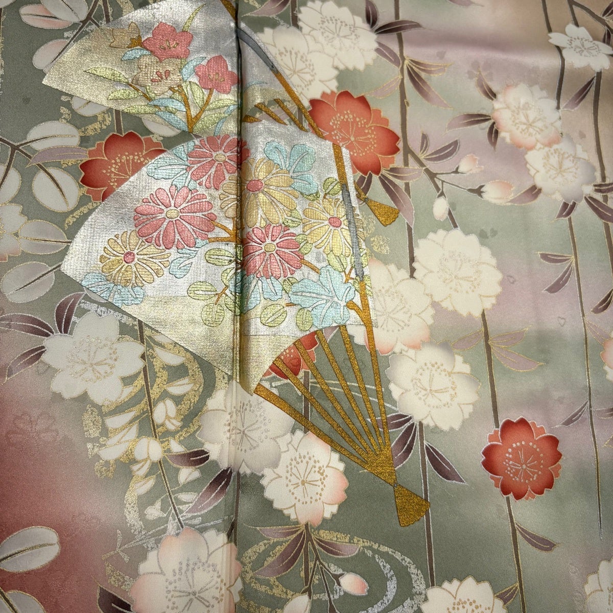 桜柄 振り袖 身丈160 正絹 振袖 身丈161cm 裄丈61cm S 袷 桜 花びら