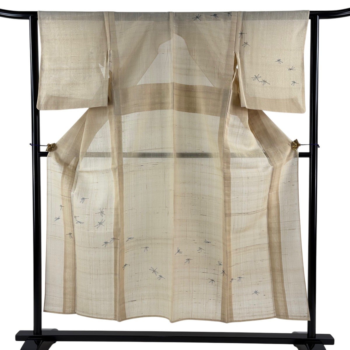 付下げ 身丈152cm 裄丈62cm S 薄物 夏紬地 とんぼ ベージュ 正絹 逸品