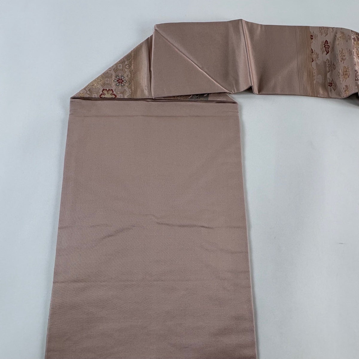 美品】 名古屋帯 優品 花唐草 鶏頭 箔 薄小豆 正絹｜中古・古着