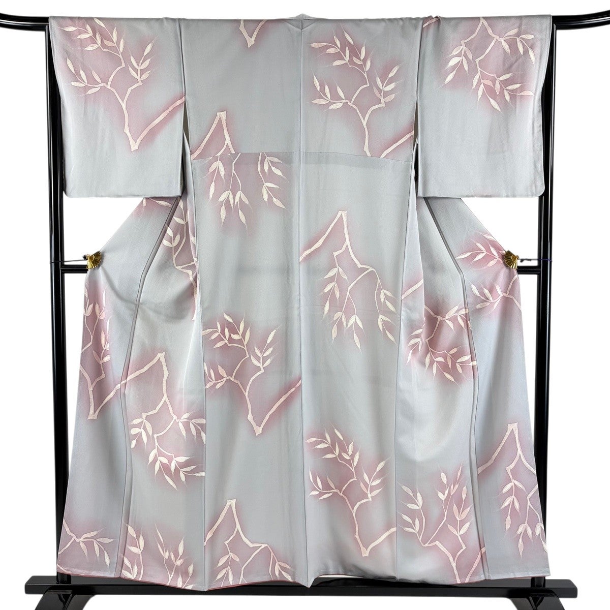 美品】 小紋 身丈158cm 裄丈65cm M 袷 幾何学 総絞り 青灰色 正絹 秀品