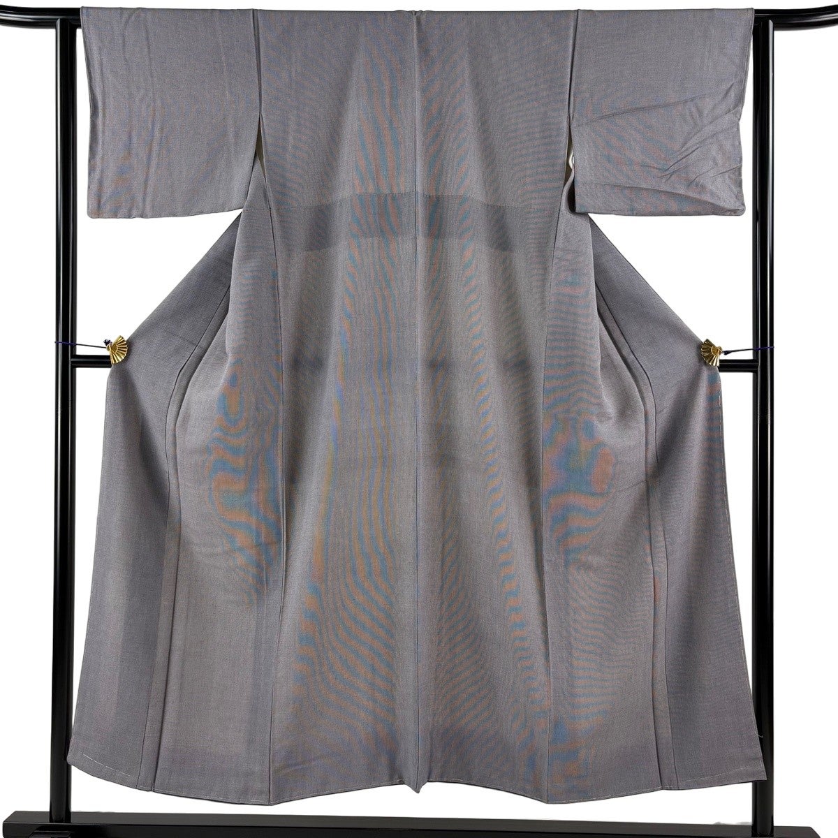小紋 身丈152cm 裄丈63cm 正絹 秀品 【中古】 小紋 身丈153cm 裄丈65.5cm M 袷 幾何学模様 山吹茶色 正絹 秀品