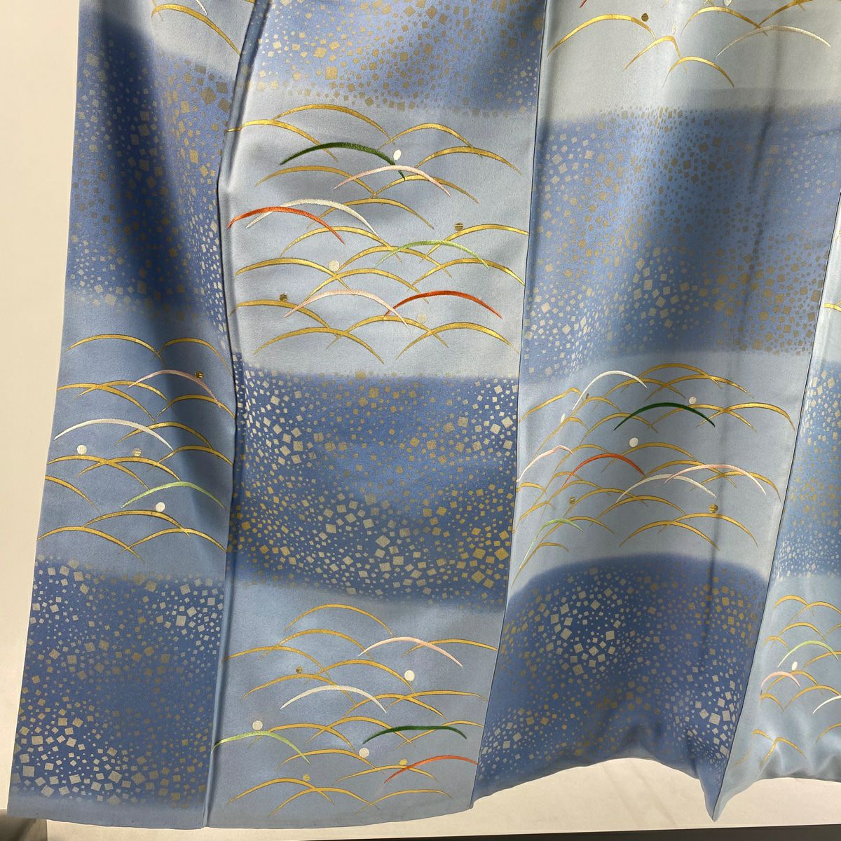 訪問着 身丈151.5cm 裄丈62.5cm S 袷 福田喜三郎 落款あり 露芝 箔