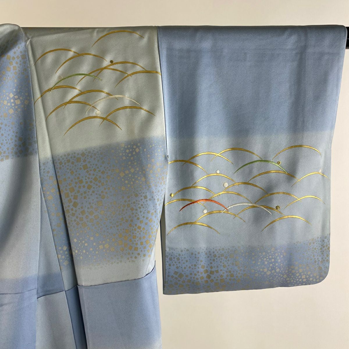 訪問着 身丈151.5cm 裄丈62.5cm S 袷 福田喜三郎 落款あり 露芝 箔
