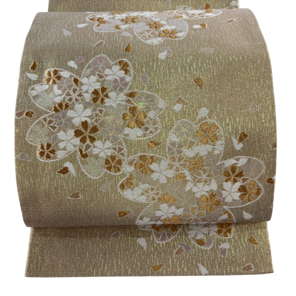 袋帯 名品 やまと 桜 花びら 金糸 箔 ピンク 六通 正絹｜中古・古着