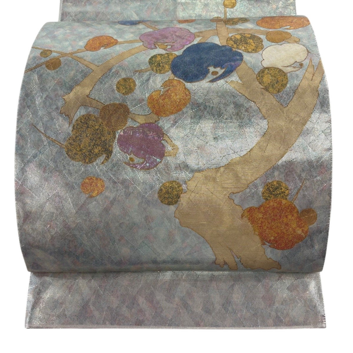 袋帯 秀品 関西仕立て 松竹梅 ヱ霞 金糸 箔 金色 お太鼓柄 正絹|中古 袋帯 秀品 関西仕立て 松竹梅 ヱ霞 金糸 箔 金色 お太鼓柄 正絹|中古