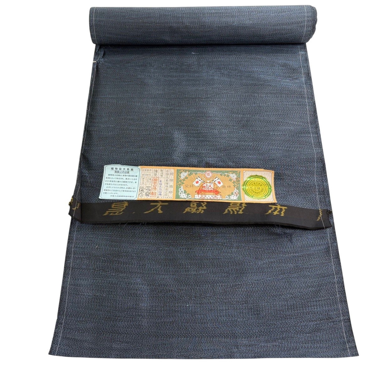 30%OFF 反物 秀品 大島紬 証紙 幾何学 紺色 正絹 K30｜中古・古着