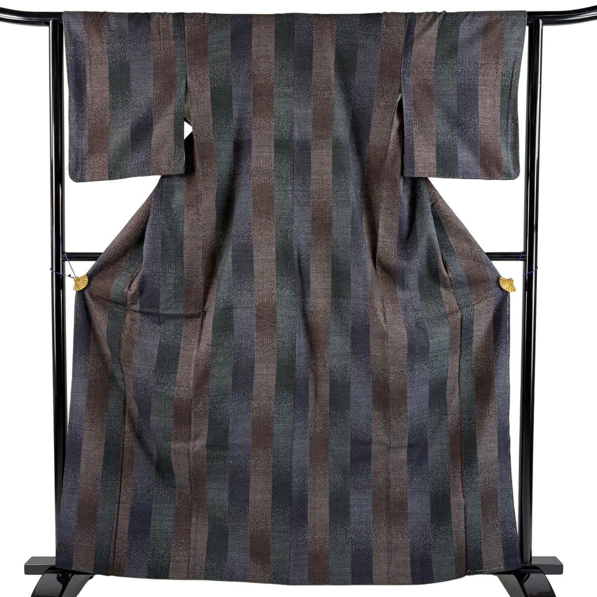美品】 結城紬 身丈162.5cm 裄丈62.5cm S 袷 本場結城 100亀甲 証紙