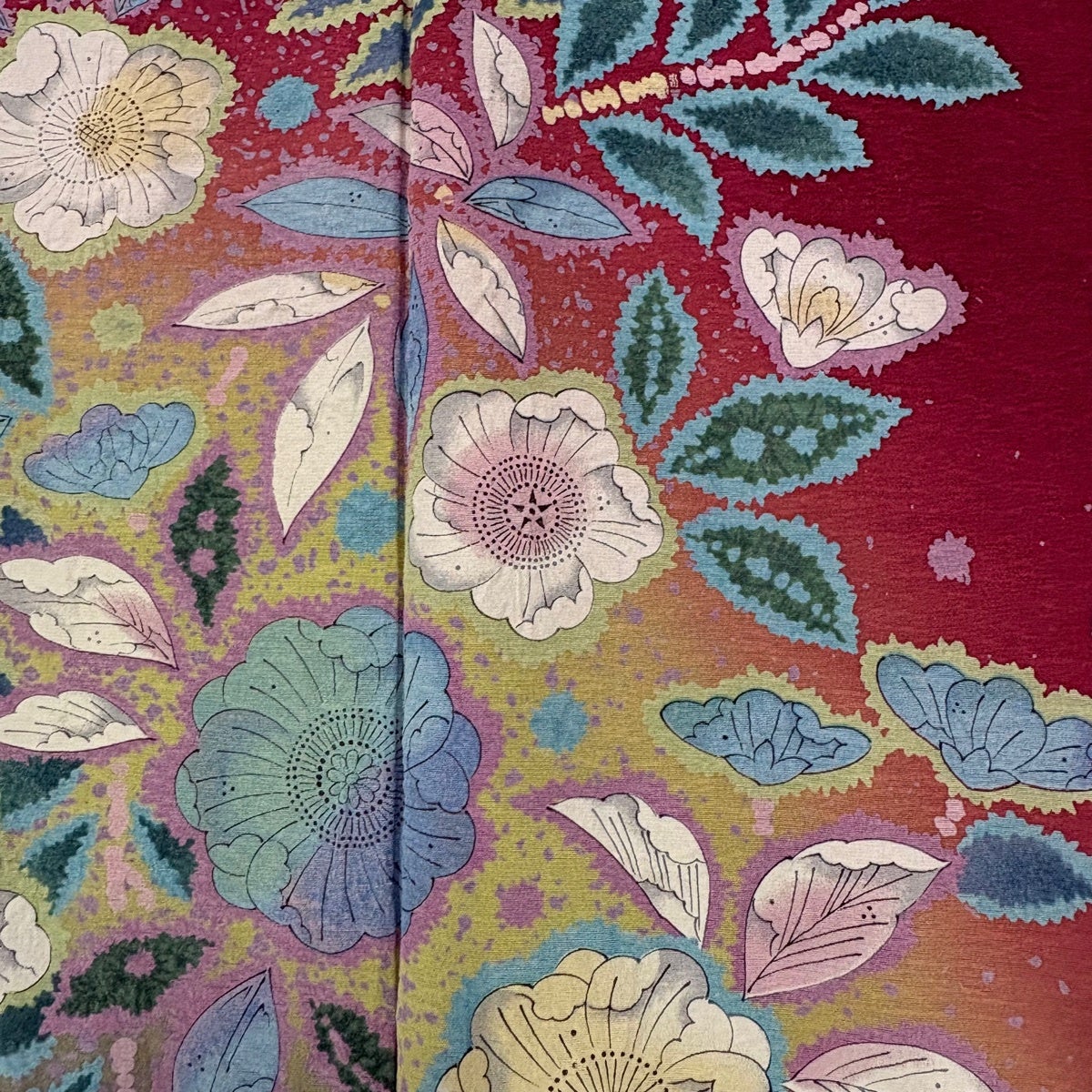 美品】 振袖 身丈155.5cm 裄丈65cm M 袷 辻が花柄 絞り ぼかし 赤紫