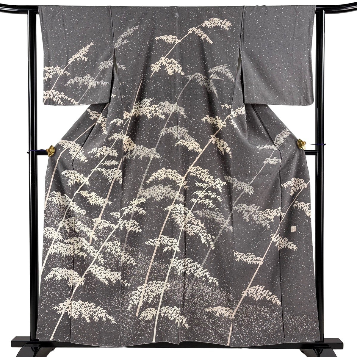美品】 訪問着 身丈158cm 裄丈63cm S 袷 落款あり 竹 灰色 正絹 名品