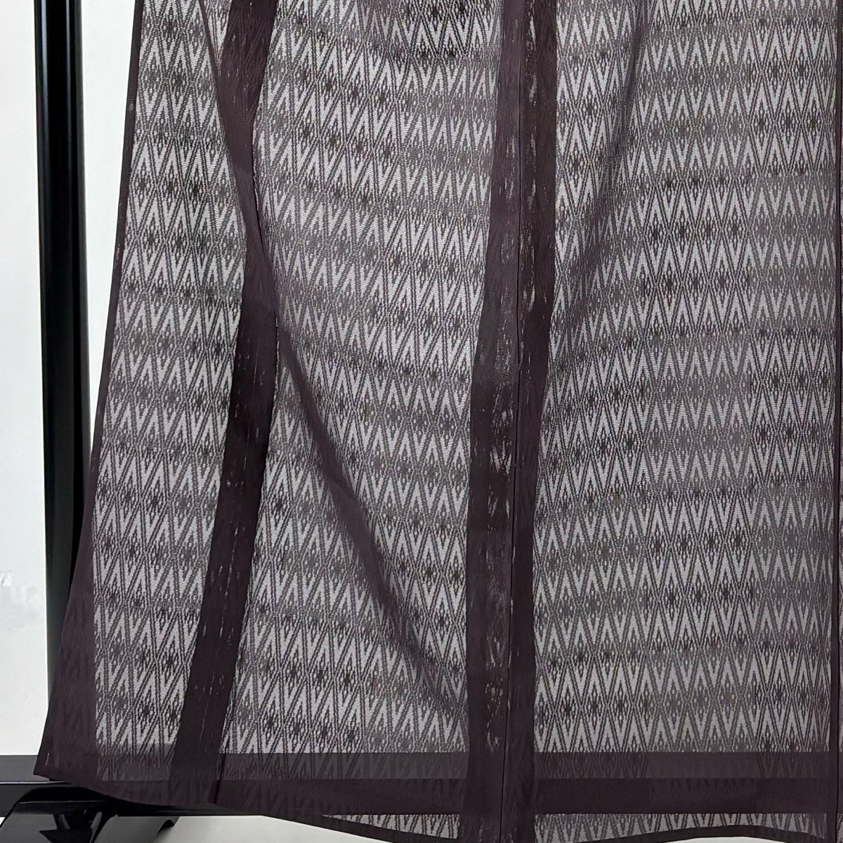 美品】 色無地 身丈161cm 裄丈64.5cm M 薄物 紗 地紋 茶紫 正絹 逸品