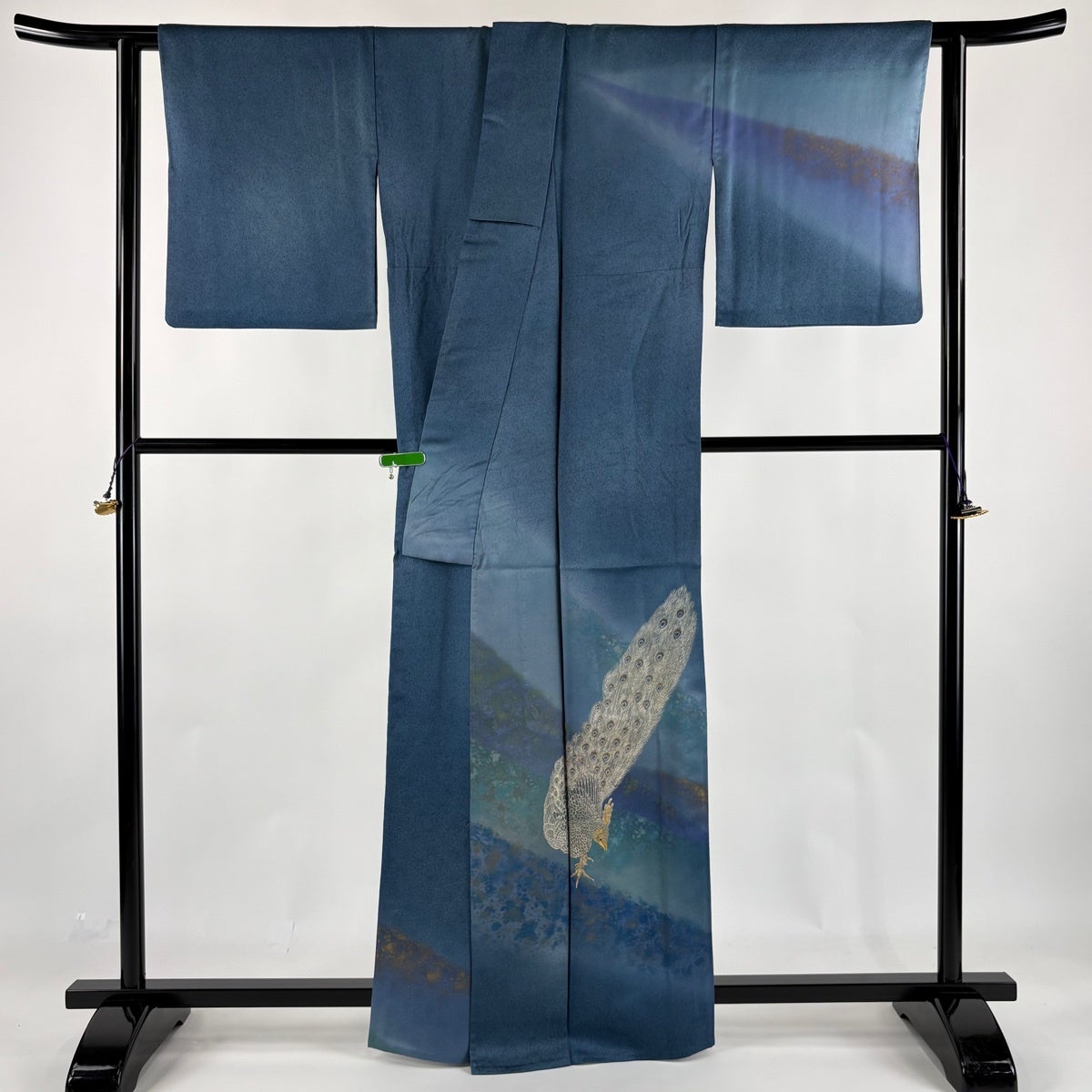 付下げ 身丈162cm 裄丈65.5cm M 単衣 人間国宝 福田喜重 落款あり 孔雀