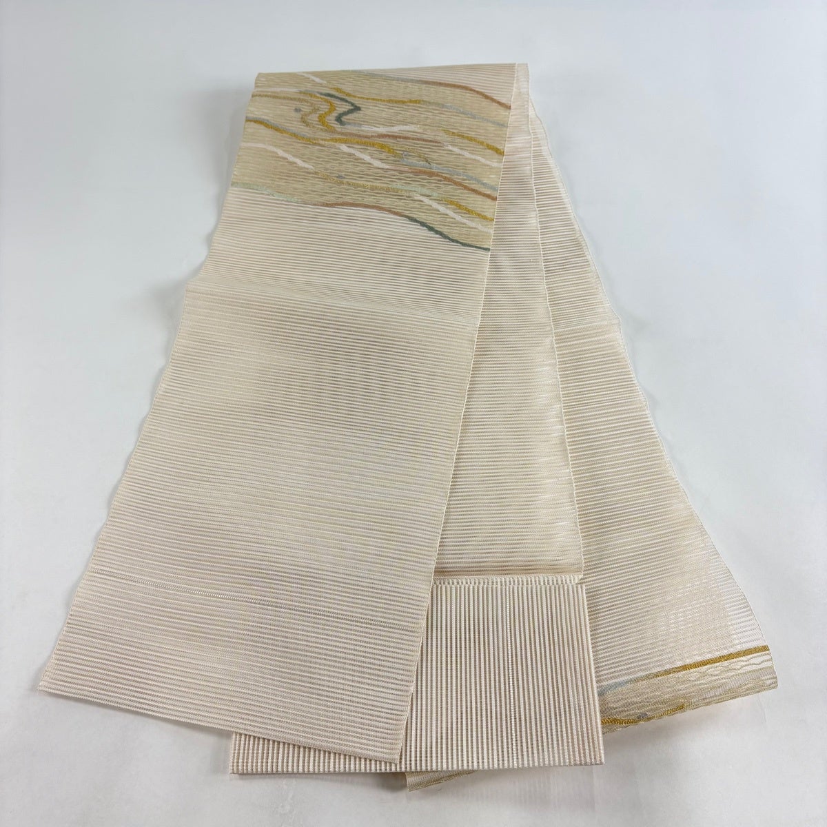 美品】 名古屋帯 秀品 松葉仕立て 八寸名古屋帯 夏帯 絽 流水 金銀糸