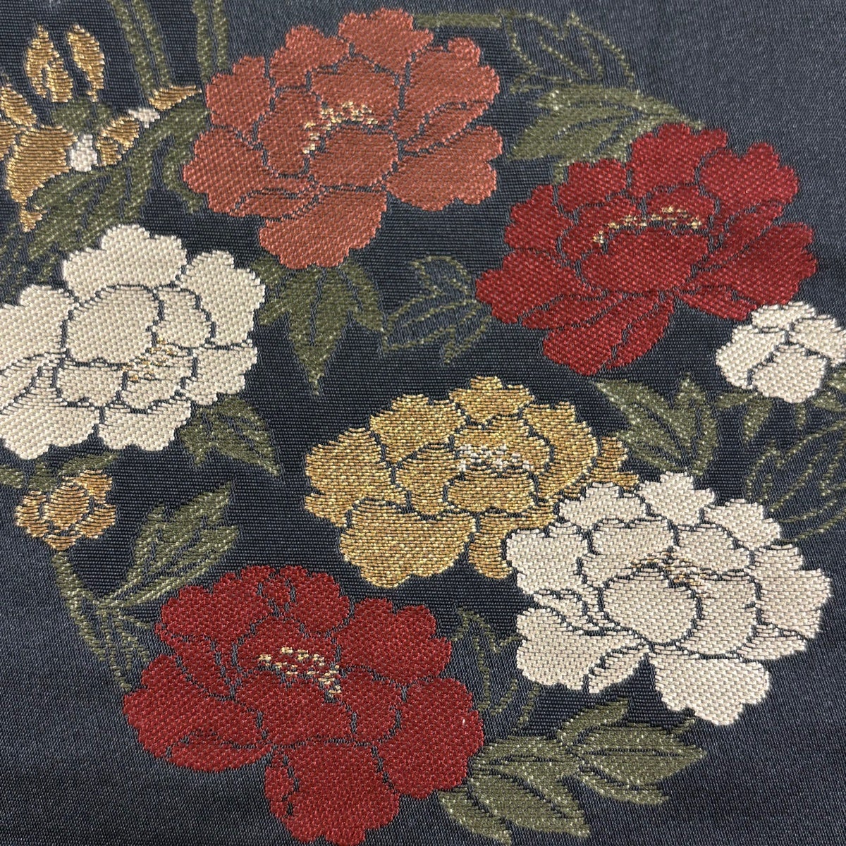 美品】 袋名古屋帯 秀品 花丸文 金糸 墨色 正絹｜中古・古着