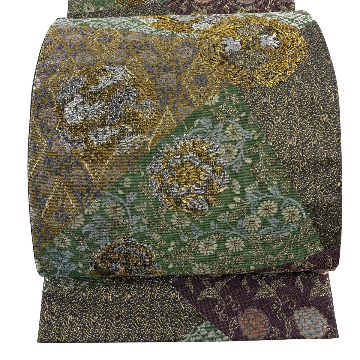 50%OFF 袋帯 秀品 花唐草 鳥 箔 墨色 六通 正絹 K50｜中古・古着
