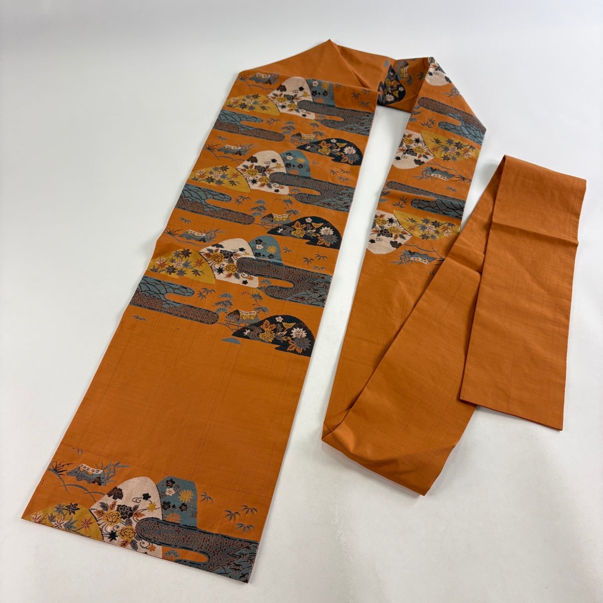 名古屋帯 優品 霞 松竹梅 オレンジ 正絹｜中古・古着・リサイクル着物