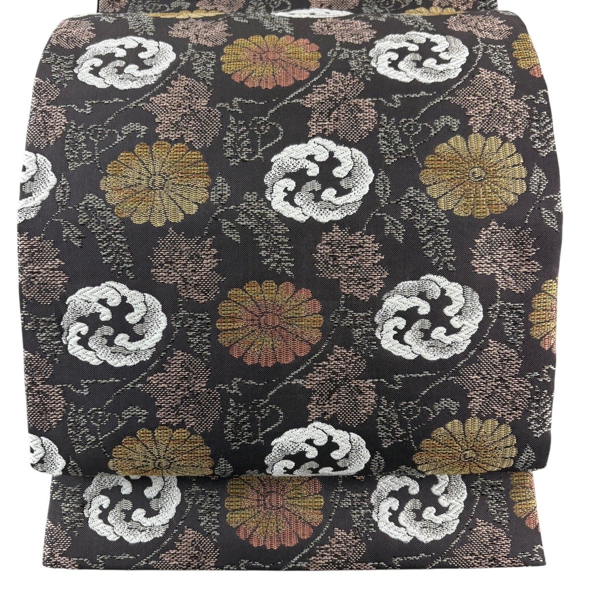美品】 袋帯 名品 菊唐草 波頭 唐織 金糸 灰紫 六通 正絹｜中古・古着