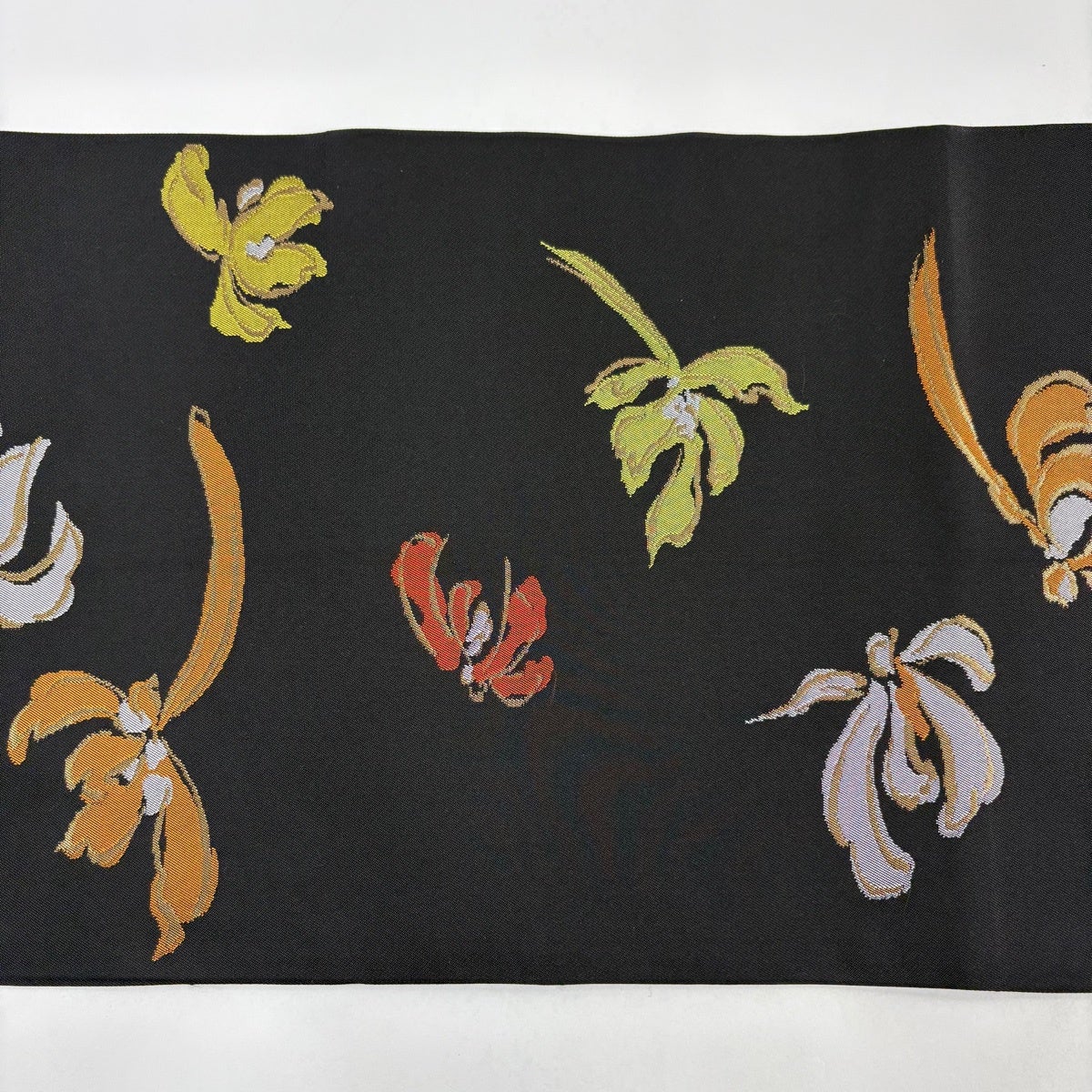 袋帯 名品 川島織物 落款あり 花 箔 黒 六通 正絹｜中古・古着