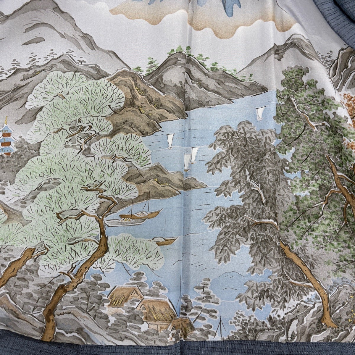美品】 男着物 身丈145.5cm 裄丈69cm M 袷 アンサンブル 紬 生つむぎ