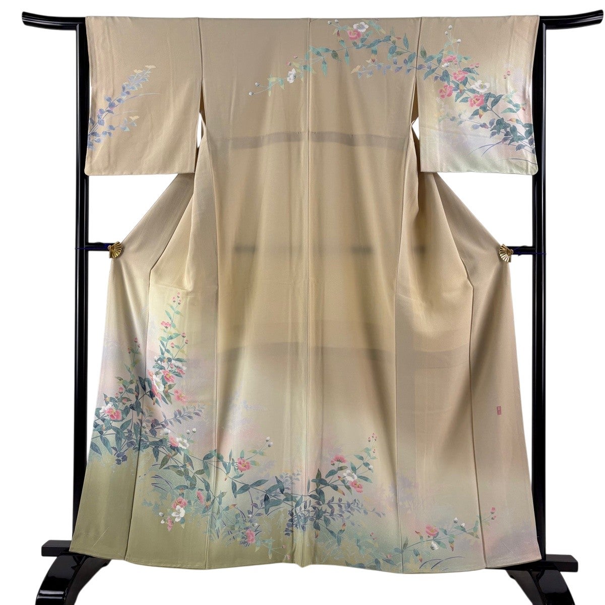 訪問着 身丈160cm 裄丈64cm M 袷 岡村蒼風 落款あり 草花 訪問着 身丈160cm 裄丈64cm M 袷 岡村蒼風 落款あり 草花