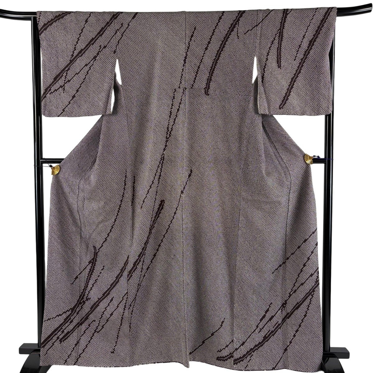 訪問着 美品 逸品 身丈163cm 裄丈66cm 正絹 【中古】 美品】 訪問着 身丈163cm 裄丈66cm M 袷 鶴 波 金銀彩 黒灰 正絹 秀品